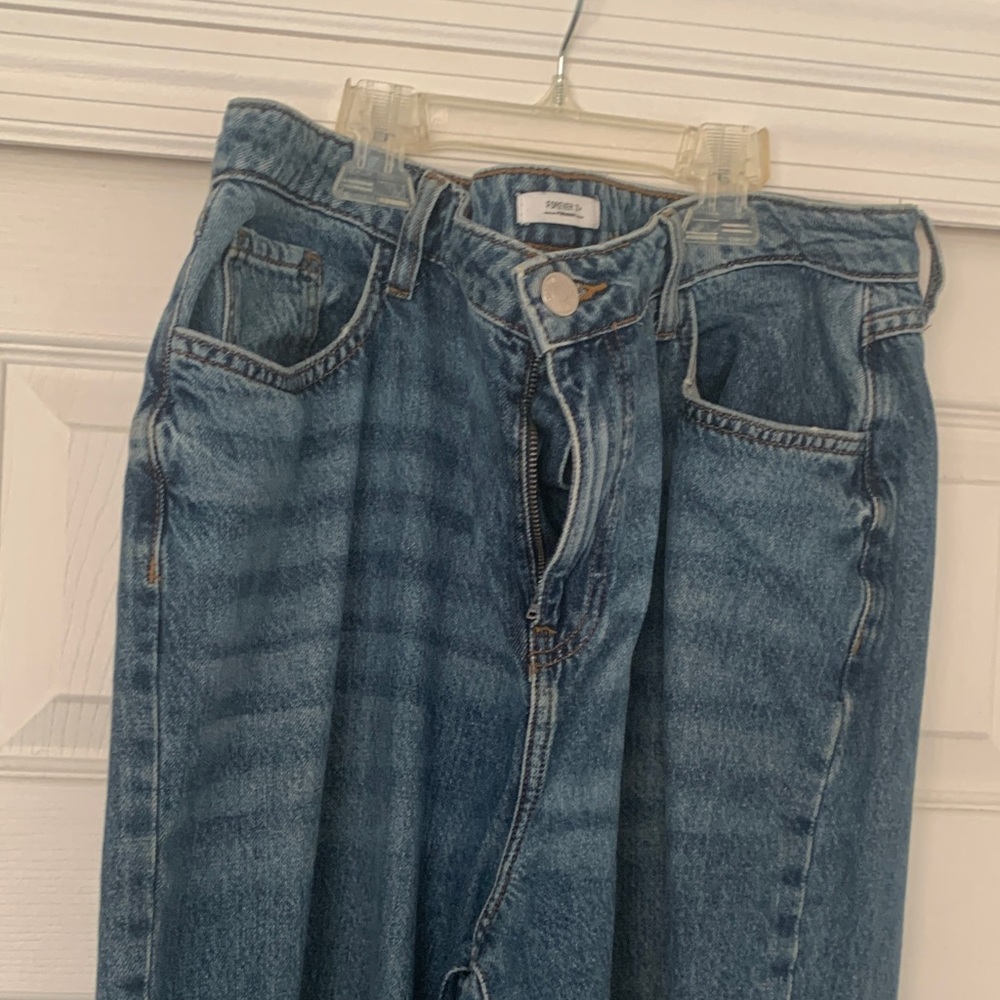 Forever 21 Blue High-Waist Straight Leg Jeans